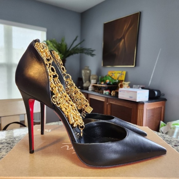 NEW Christian Louboutin Gourmi Pump 100mm Size 40.5 Black Leather - Picture 5 of 11